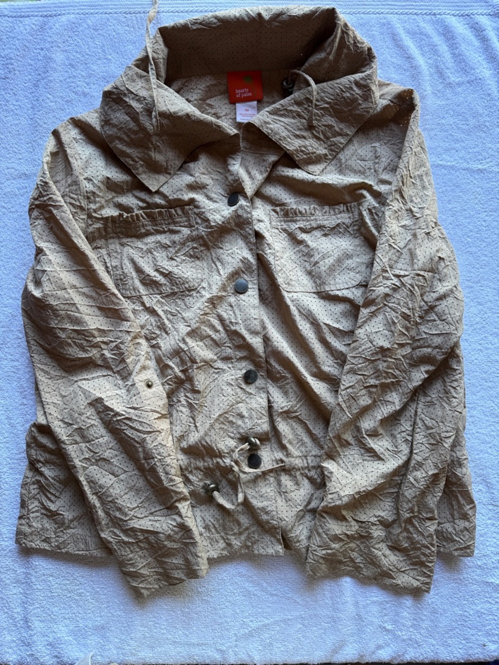 Hearts of Palm Tan Lightweight Button Front Jacket